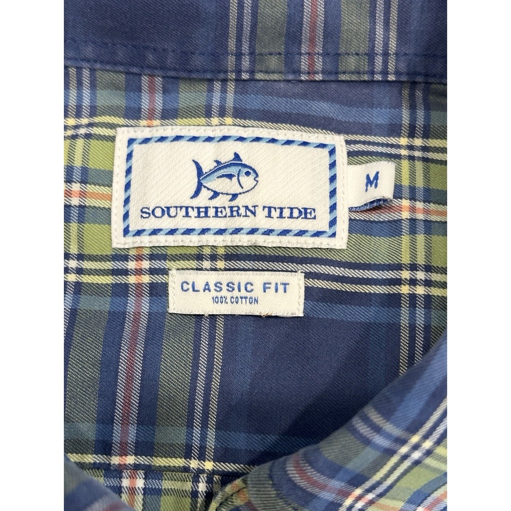 Southern Tide Button Down Shirt Mens M Blue Plaid Classic Fit Long Sleeve - Picture 4 of 8